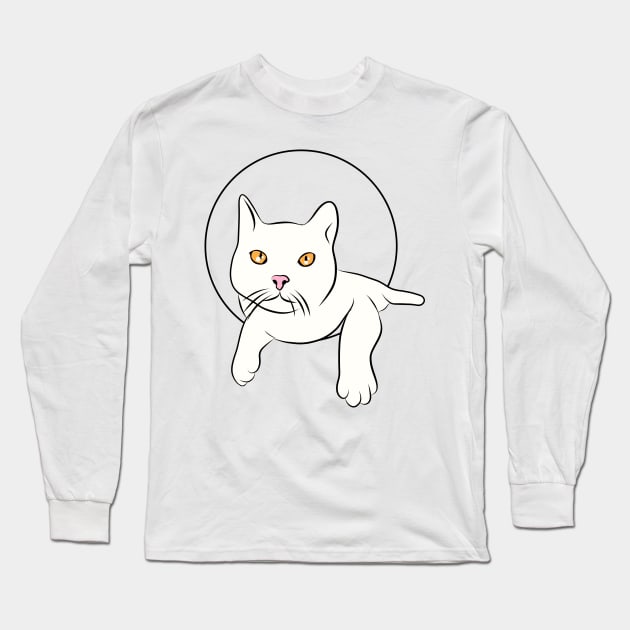 White cat with orange eyes Long Sleeve T-Shirt by uveyiknur